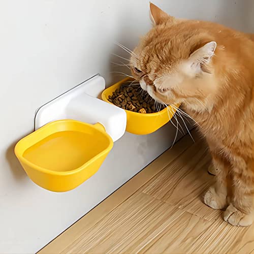 Wall Mounted Cat Food Bowl, Elevated Cat Bowls, Cat Bowls for Food and Water, Raised Cat Food Bowls, Cat Food and Water Bowls Set, Dog Proof Cat Feeding Station, Cat Water Bowl, Cat Bowl Ant Proof