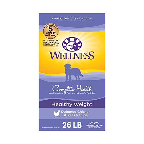 Wellness Complete Health Dry Dog Food with Grains, Natural Ingredients, Made in USA with Real Meat, All Breeds, For Adult Dogs (Healthy Weight - Chicken & Potatoes, 26-Pound Bag)
