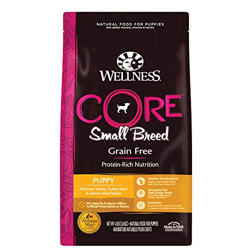 Wellness Natural Pet Food Wellness CORE Grain-Free High-Protein Small Breed Dry Dog Food, Natural Ingredients, Made in USA with Real Meat (Puppy, Turkey, 4-Pound Bag)