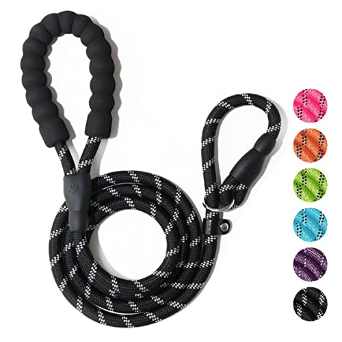 WePet Dog Training Slip Leash, Dog Slip Lead, Puppy Obedience Recall Training Lead, 6 ft Long, Heavy Duty Rope with Reflective Design, Comfortable Handle, for Medium Large Dogs, Black/White