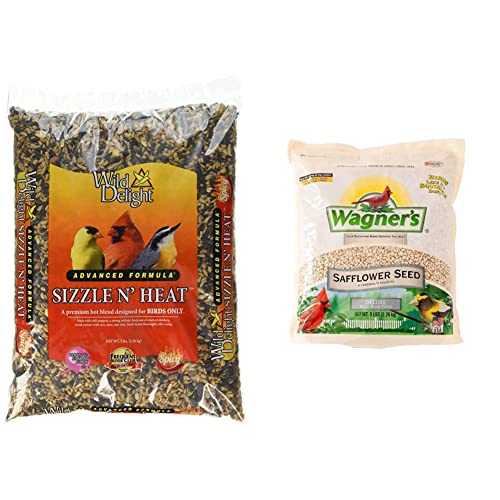 Wild Delight Sizzle N' Heat Bird Food, 5 lb & Wagner's 57075 Safflower Seed Wild Bird Food, 5-Pound Bag