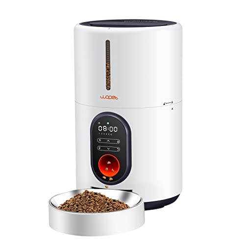 WOPET Automatic Cat Feeders - Automatic Cat Food Dispenser with Programable 1-6 Meals, Automatic Dog Feeder with Stainless Steel Bowl, Timed Cat Feeder with 10S Voice Recorder for Cat & Dog