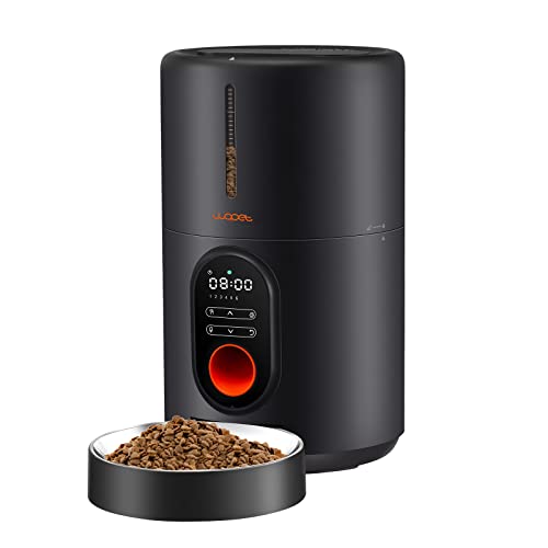 WOPET Automatic Cat Feeders - Automatic Cat Food Dispenser with Programable 1-6 Meals, Automatic Dog Feeder with Stainless Steel Bowl, Timed Cat Feeder with 10S Voice Recorder for Cat & Dog