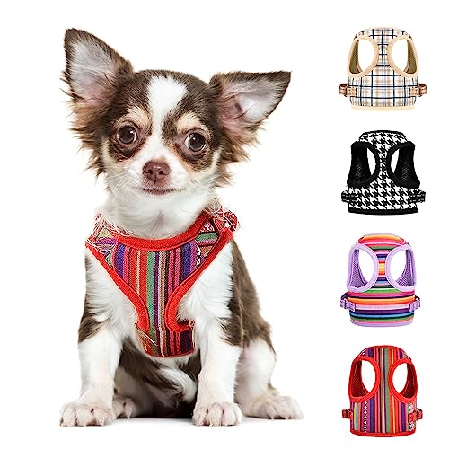 XXS Dog Harness - Frenchie Harness for XXS XS and Small Dogs - Step in Mesh No Pull Doggie for Puppy Harness- Toy Breed Dog Harness Vest Cat Harness(Red, XX-Small)