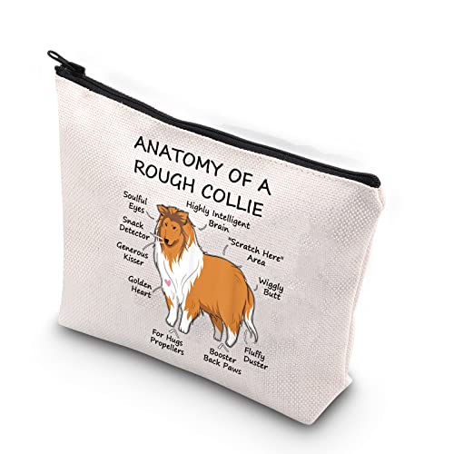 XYANFA Rough Collie Makeup Bag Anatomy Of A Rough Collie Collie Mom Gift Dog Puppy Gift Cosmetic Bag (ANATOMY ROUGH COLLIE)