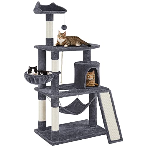 Yaheetech 63.5in Multi-Level Cat Tree Tower Condo with Scratching Posts, Platform & Hammock, Cat Activity Center Play Furniture for Kittens, Cats, and Pets