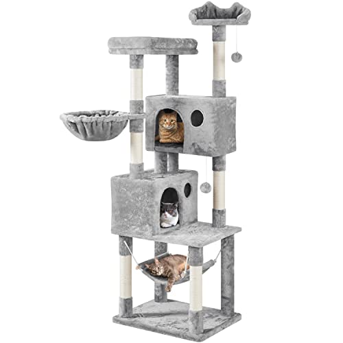 Yaheetech 73in Cat Tree Tower for Indoor Cats, Multi-Level Cat Activity Center with Scratching Posts Large Cat Condo with Funny Hammock for Kittens