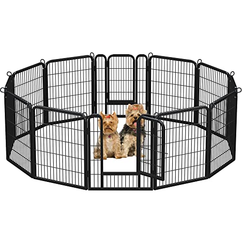 Yaheetech Dog Playpen Outdoor,12 Panel Dog Fence 32" Height Pet Pen for Large/Medium/Small Dogs Heavy Duty Pet Exercise Pen for Puppy/Cat/Rabbit/Small Animals Portable Playpen for RV/Camping/Garden