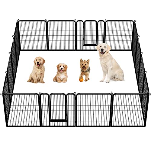 Yaheetech Heavy Duty Extra Wide Dog Playpen, 16 Panels Outdoor Pet Fence for Large/Medium/Small Animals Foldable Puppy Exercise Pen for Garden/Yard/RV/Camping 40 Inch Height x 32 Inch Width