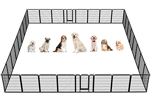 Yaheetech Heavy Duty Extra Wide Dog Playpen, 32 Panels Outdoor Pet Fence for Large/Medium/Small Animals Foldable Puppy Exercise Pen for Garden/Yard/RV/Camping 40 Inch Height x 32 Inch Width