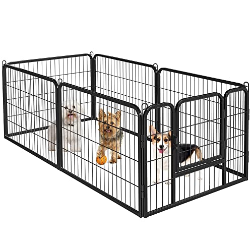 Yaheetech Heavy Duty Extra Wide Dog Playpen, 6 Panels Outdoor Pet Fence for Medium/Small Animals Foldable Puppy Exercise Pen for Garden/Yard/RV/Camping 24 Inch Height x 32 Inch Width