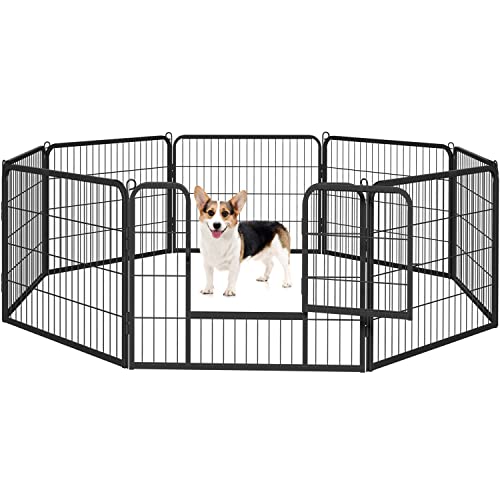 Yaheetech Heavy Duty Extra Wide Dog Playpen, 8 Panels Outdoor Pet Fence for Medium/Small Animals Foldable Puppy Exercise Pen for Garden/Yard/RV/Camping 24 Inch Height x 32 Inch Width