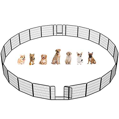 Yaheetech Outdoor Dog Playpen, Dog Pen Fences 24 Panels 32" Height Puppy Heavy Duty Pet Playpen for Small/Medium Dogs Exercise Pen with 3 Doors Indoor Playpen for The Yard RV Camping