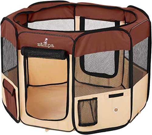 Zampa Puppy Playpen Small 36"x36"x24" Portable Pop Up Playpen for Dog and Cat, Foldable | Indoor/Outdoor Kitten Pen & Travel Pet Carrier + Carrying Case.