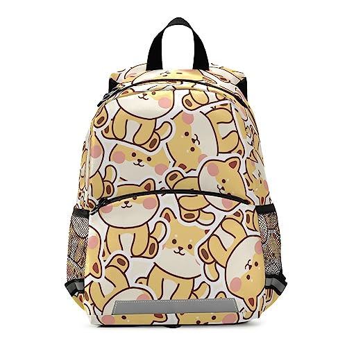 ZENWAWA Kawaii Shiba Inu Toddler Mini Backpack with Harness Leash Chest Buckle Mini School Bag for Nursery Kindergarten Kids 10.9×5.9×12.9 IN