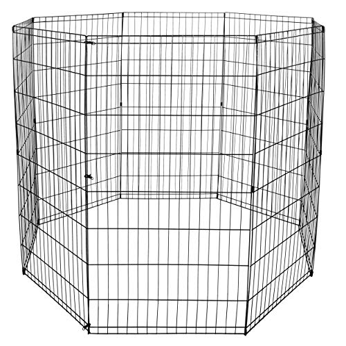 ZENY Puppy Pet Playpen 8 Panel Indoor Outdoor Metal Portable Folding Animal Exercise Dog Fence, 24" W x 48" H