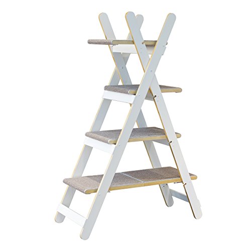 zoovilla Modern Folding Cat Tree Cat Furniture, Cat Toy, Cat Tower, White