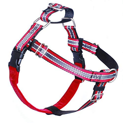 2 Hounds Design Freedom No-Pull Dog Harness with Leash, Reflective, Adjustable Comfortable Dog Harness with Front Clip for Everyday Walking, Made in USA (Medium 5/8”) (Reflective Red)