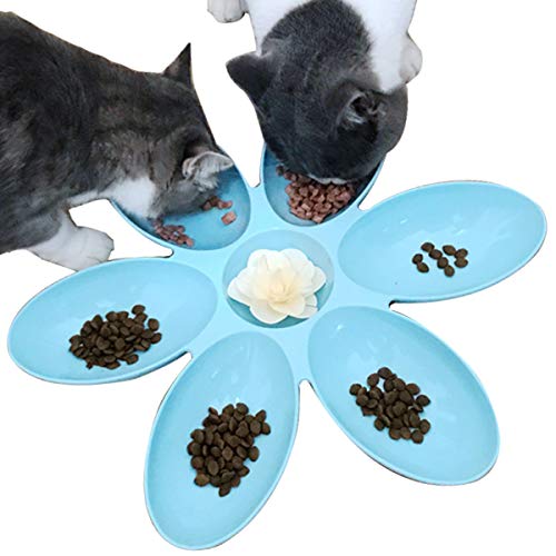 2 Pack Cat Bowls Cat Food Water Bowls Dishes Multi-Cat Feeder 6-Meal Kitten Food Bowl Multiple Cat Dinner with 6 Cat Bowls Kitty Cat Bowls Set Double Feeding Bowl Litter Food Feeding Weaning Feeder