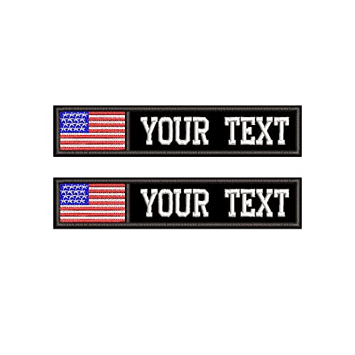 2 Pcs Custom US Name Patches Personalized Embroidery American Flag Patch Military Tactical Badges Tag for Clothing Backpacks Jackets Dog Vest, Velcro or Iron on