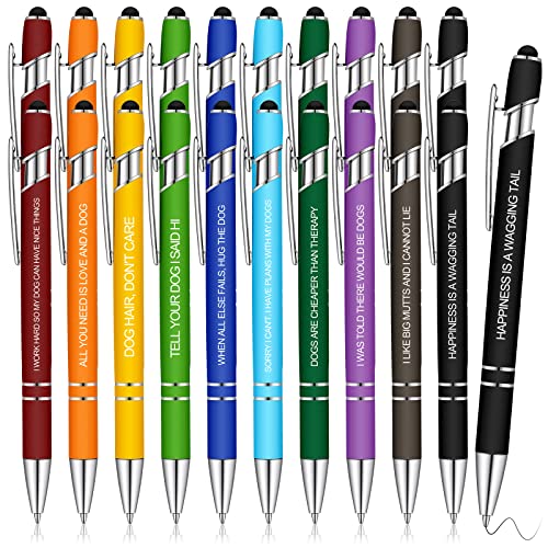 20 Pcs Funny Dog People Pens Dog Lovers Pens Kitty Funny Pens for Adults Black Ink 0.5 mm Kawaii Dog Writing Pens Colored Retractable Ballpoint Pens (Dog Style)