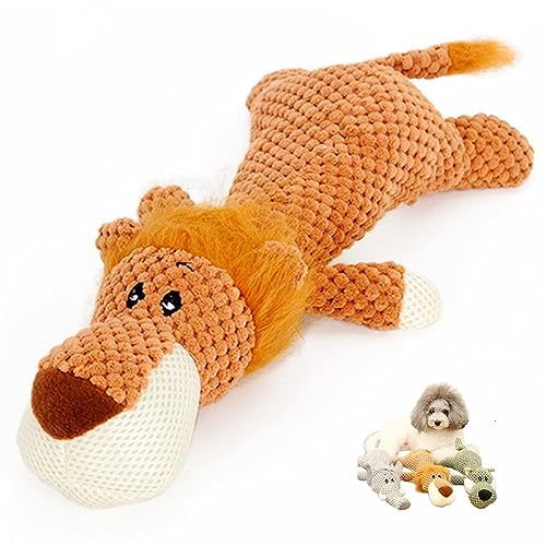 2024 New Robust Animal Designed for Heavy Chewers-【large Size】-Indestructible Robust Dogs Toys, Durable Squeaky Dog Toys for Heavy Chewers, Plush Dog Toy, Interactive Dog Toys for Boredom (A-Brown)