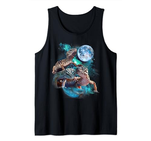 3 Moon Gecko Funny Reptile Leopard Lizard Geckos Art Novelty Tank Top