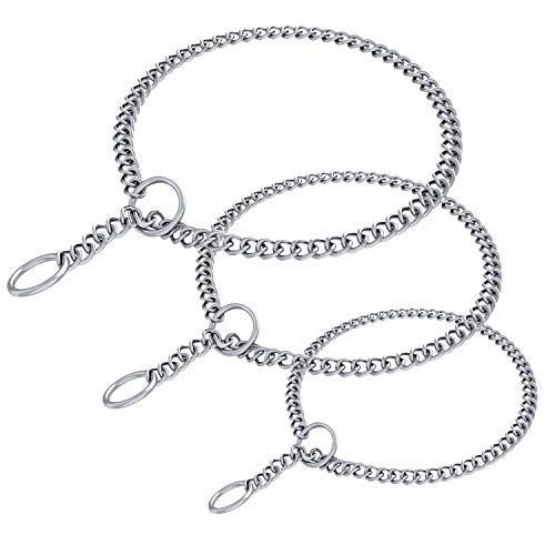 3 Pack Dog Collar Chain, Stainless Steel Training Collar for Dogs