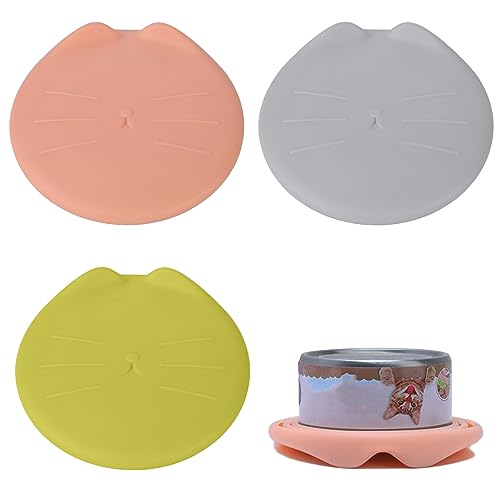 3 Pack Pet Food Can Cover Lids, Silicone Covers for Sealing Cats and Dogs Canned Wet Food, Standard Size Tops Available for Dishwasher