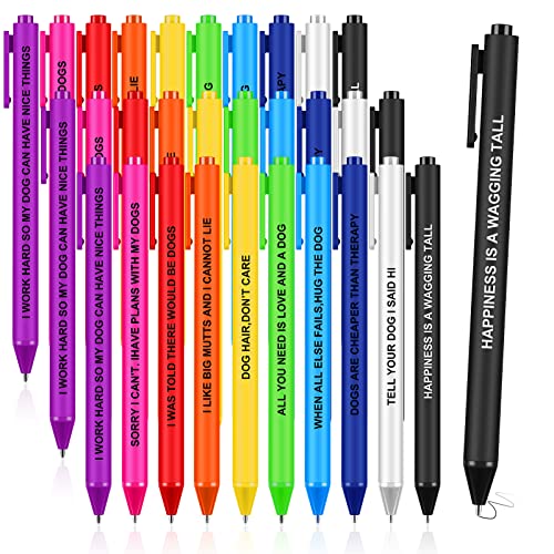 30 Pcs Funny Dog People Pens Colored Doggy Funny Pun Pens Plastic Black Ink 0.5 mm Kawaii Dog Pens Cute Writing Retractable Ballpoint Pens for Coworkers PET Owner PET Lover School Office Gift 10 Color