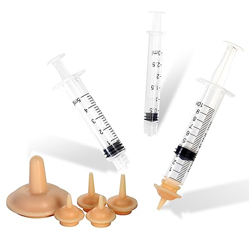 5PCS Pet Feeding Nipple-Contains 3 Syringes, Silicone Material Kitten Puppy Nipples for Nursing, Reusable Pet Nursing Syringes, Suitable for Kittens, Puppies, Rabbits, Squirrels