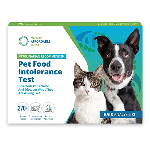 5Strands Pet Food Intolerance Test, at Home Sensitivity Test for Dogs & Cats, 270 Items, Hair Analysis, Accurate for All Ages and Breed, Results in 7 Days - Protein, Grain, Preservatives