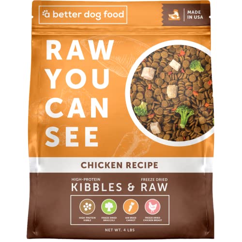 A Better Dog Food | Chicken Dry Dog Food | Raw You Can See | High Protein Kibble + Freeze Dried Raw Dog Food