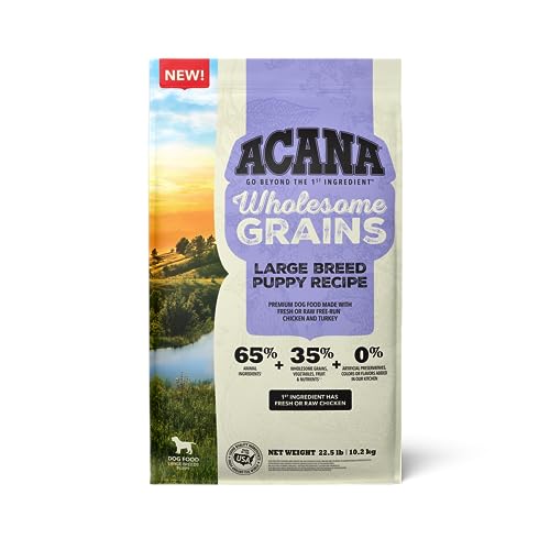 ACANA Wholesome Grains Dry Dog Food, Large Breed Puppy Recipe, Chicken Dog Food, 22.5lb