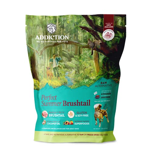 Addiction Perfect Summer Brushtail Raw Alternative Dog Food - Gently Air-Dried Complete Meal or Dog Food Topper for Digestive and Skin and Coat Health, 2 lb