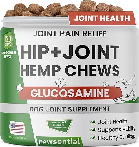 Advanced Hemp Chews for Dogs Hip Joint Pain Relief - Glucosamine for Dogs Hip and Joint Supplement Large Breed - Hemp Treats Joint Health - Chondroitin Hemp Oil Pills - Senior Dog Supplement - 120 Ct