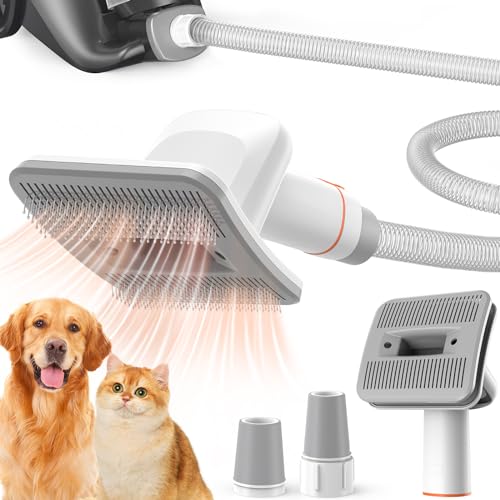 Afloia Dog Brush Vacuum Attachment, Cat Brush, Pet brush Innovative Pet Grooming kit, 1-1.5'' Hoses Diameter Universal Adapter Compatible with Most Round Vacuum Cleaners for Bissell, Eureka,Etc