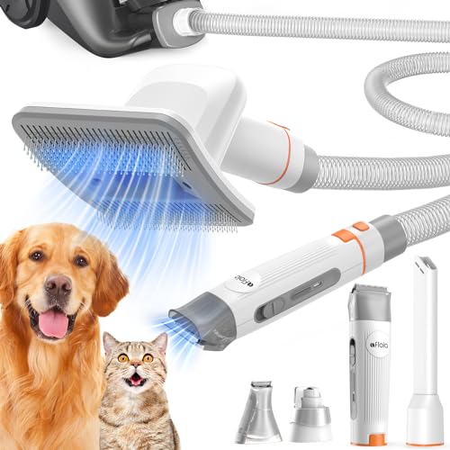 Afloia Dog Vacuum Brush for Shedding Grooming, 5 in 1 Dog Clippers Pet Brush Nail Trimmer Grinder Attachments Compatible with Vacuum Cleaners Like Dyson, Shark, Bissell, Eureka, Dirt Devil, Etc