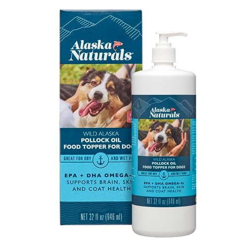 Alaska Naturals – Wild Alaska Pollock Oil for Dogs – EPA and DHA Omega-3 - Supplement for Healthy Skin, Shiny Coat – Wild-Caught – Made in The USA – 32 oz. Pump Bottle