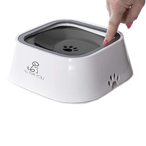 All Fur You Dog Water Bowl Splash Proof Anti Spill Slow Feeder Dish Cat Water Bowl No Slip Dispenser 35oz (1L) Drinking for Dogs Cats In Car Crate Safe Portable Pet Bowl Travel Dog Bowls Small Non Tip