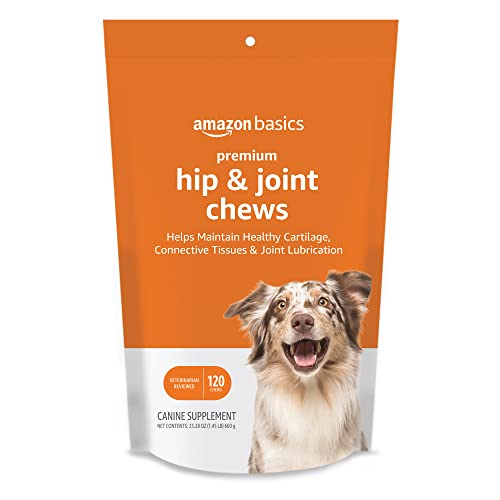 Amazon Basics Premium Dog Hip & Joint Supplement Chews with EPA and DHA, Chicken Liver Flavor, 120 Count (Previously Solimo)