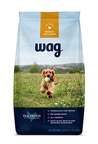 Amazon Brand - Wag Grain Free Dry Dog Food for Puppies, Chicken & Lentil Recipe (15 lb. Bag)