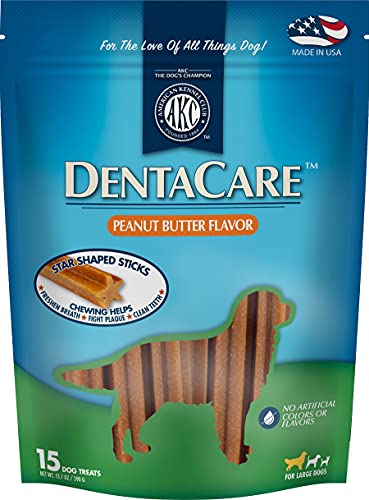 American Kennel Club DentaCare Peanut Butter Flavored Dental Sticks | 15 Dog Sticks | Large Breed Size