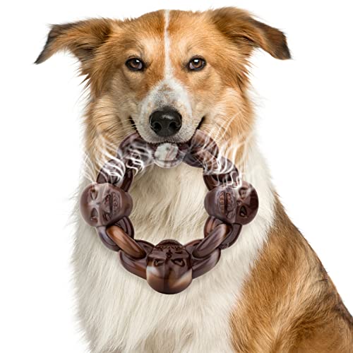 Anhozuo Dog Chew Toys for Aggressive Chewers Large Breed, Indestructible Dog Toys for Large Dogs, Tough Durable Dog Chew Toys for Medium and Large Dogs, Real Bacon Flavor Skull Elements Dog Toys