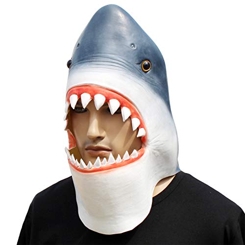 Animal Mask Fish Costume Mask Novelty Halloween Costume Party Latex Animal Head Mask (Shark)