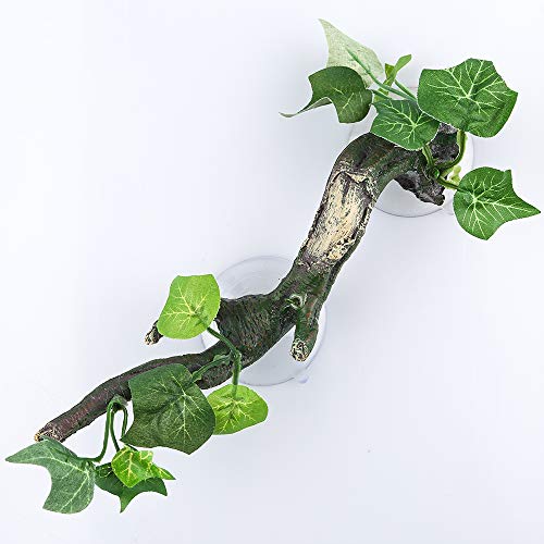 AQUA KT Reptile Corner Branch Terrarium Plant Decoration with Suction Cup for Amphibian Lizard Snake Climbing