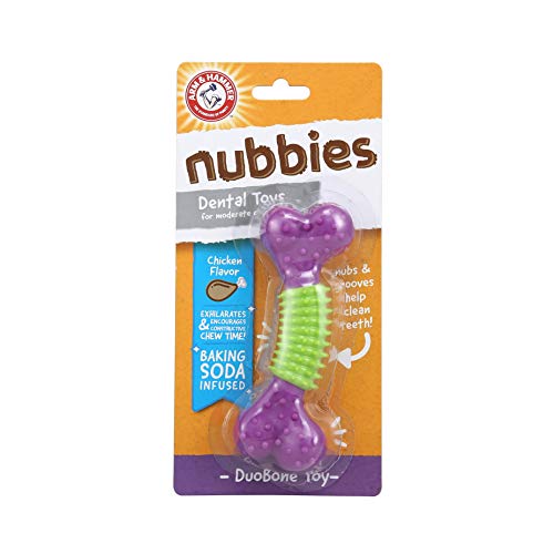 Arm & Hammer Nubbies Dental Toys DuoBone Dental Chew Toy for Dogs | Best Dog Chew Toy For the Moderate Chewers | Reduces Plaque & Tartar Buildup Without Brushing, Chicken Flavor (FF6299)