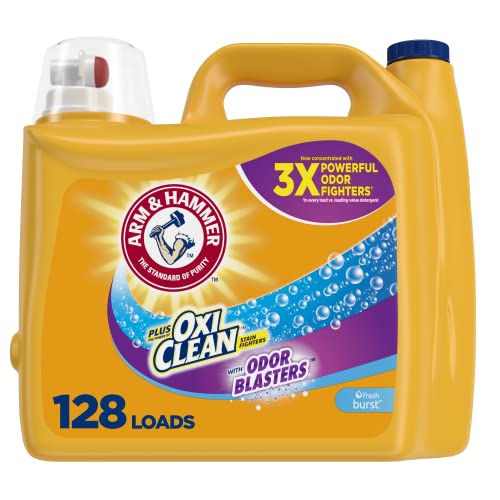 Arm & Hammer Plus OxiClean Odor Blasters Fresh Burst, 128 Loads Liquid Laundry Detergent, 166.5 Fl oz