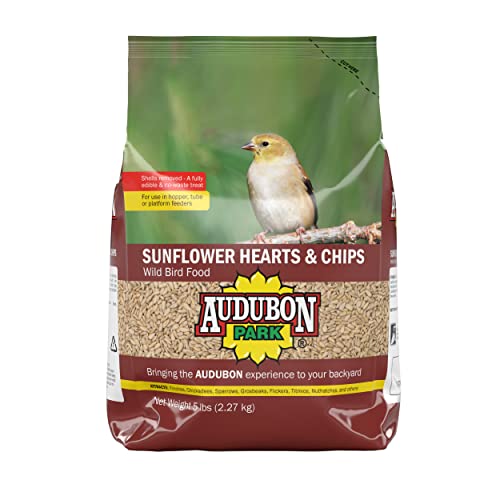 Audubon Park Sunflower Hearts & Chips Wild Bird Food, No Mess Sunflower Seeds for Birds, 5-Pound Bag