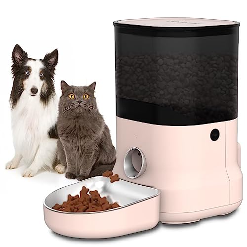 Automatic Cat Food Dispenser - Timed 1-6 Meals Daily Auto Pet Feeders for Dog & Cat with Voice Recorded Feeding Training, Clog-Free Design, Dual Power Supply (120"/3m Cord)